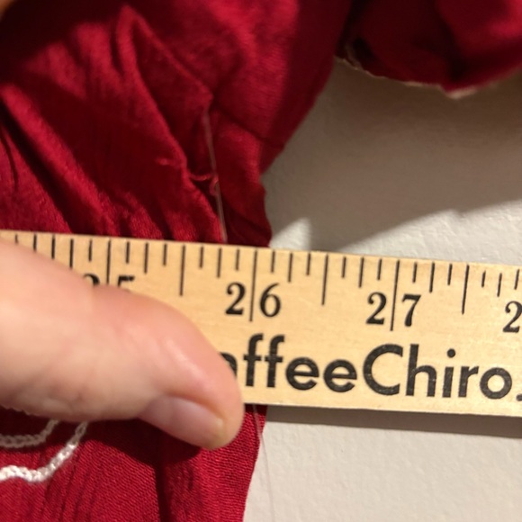 Catherines Red with White Floral Embroidery V-Neck Blouse - Picture 9 of 10